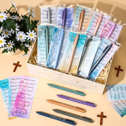 Sayglossy 50 Sets Christian Gifts Pens with Scripture Bookmarks