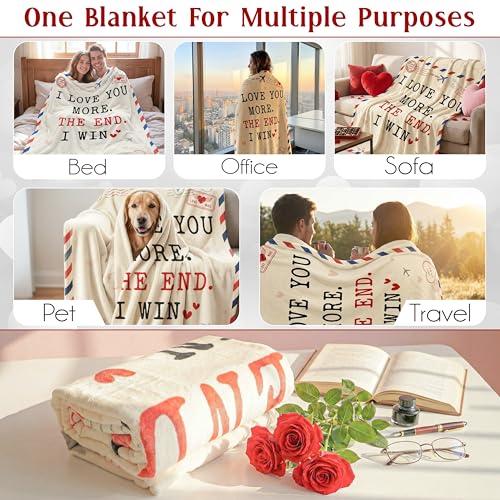 WRAPIX Anniversary Couple Gifts for Women Men - Soft Throw Blanket 50x60 in - color: I Win, size: 50x60 inches