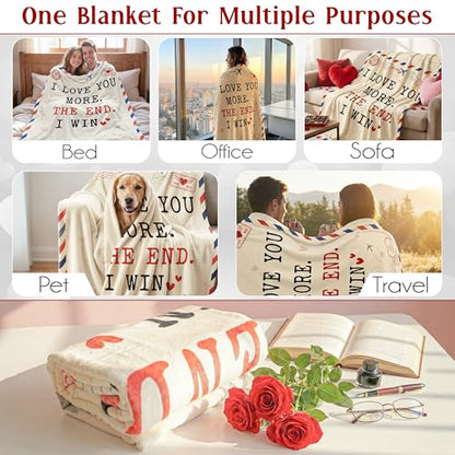 WRAPIX Anniversary Couple Gifts for Women Men - Soft Throw Blanket 50x60 in - color: I Win, size: 50x60 inches
