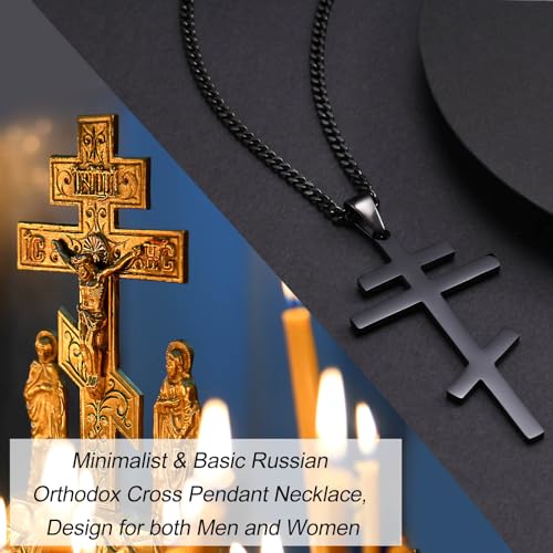 Men's Orthodox Cross Pendant Necklace - Trendy Religious Cross Chain,Hypoallergenic Waterproof Stainless Steel Christian Long Necklaces,Non Tarnish Byzantine Cross Symbol Pendants Necklace for Him - color: 4 Pcs