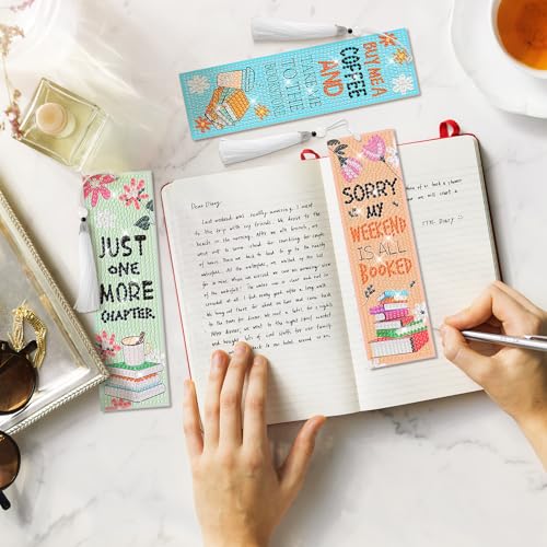 8 Pieces Christian Bible Verse Diamond Art Bookmarks 5d Christian Beaded Bookmark Acrylic Tassel Bookmark for DIY Making Beginners Adults Arts Craft Supplies (Book Lovers) - color: Book Lovers