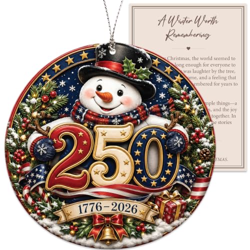 Christmas Decorations - Christmas Ornaments - 250 Anniversary USA Merchandise - Christmas Ornament 2026 – Christmas Decoration for Home, Stocking Stuffers - Gifts for Family Mom Dad Friends Coworker - color: 250yrs11