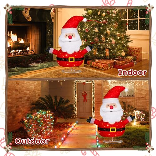 24.5" Lighted Christmas Santa, 3D Pre‑Lit Indoor Outdoor Decor - size: 24.5''*20''