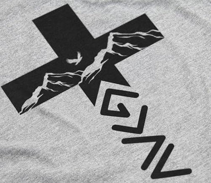 God Greater Than Highs and Lows Shirt – Inspirational Christian Faith Cross Tee - color: Light Gray, size: X-Large