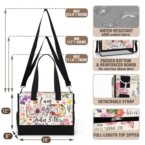 Christian Tote Bag for Women Bible Study Church Faith Organizer - color: I Am Loved