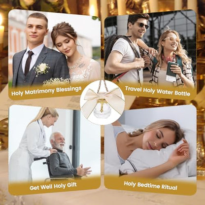 12 Sets Holy Water Bottles Baptism Favors for Guests 10ml Glass Holy Water Container with Cross, First Communion Gifts Empty Container for Communion Christian Church Wedding Baptism Gifts (Round) - color: Style 2
