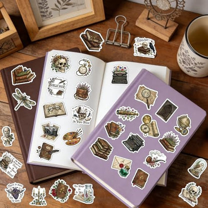 100 Pcs Dark Academia Stickers Gothic Bookish Decals - style: Dark Academia