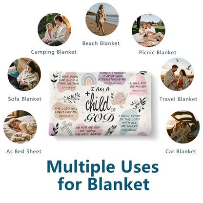 Christian Gifts for Women,Baptism Gifts for Girl,Christian Blanket 60"x50" - color: Multi-2
