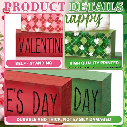 Britimes Tray Block Signs Set, 8Pack, Wooden, Home Kitchen, Day St - style: Valentine's Day and St. Patrick's Day