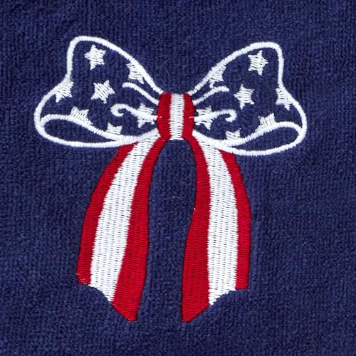 SKL Home Americana Bow Hand Towel Set-2pc, 100% Cotton, Embroidered, Navy - color: Americana Bow