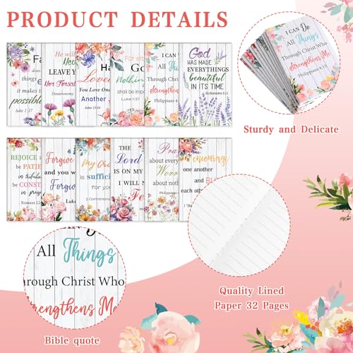 Cholemy 36 Pcs Christian Bulk Gift for Women Include 12 Religious Pens 12 Bible Verse Notebooks 12 Bible Case Bags Makeup Bags Religious Gift for Women Inspirational Study Supply for Men Office Church