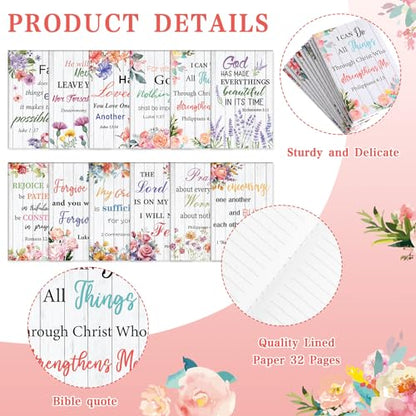 Cholemy 36 Pcs Christian Bulk Gift for Women Include 12 Religious Pens 12 Bible Verse Notebooks 12 Bible Case Bags Makeup Bags Religious Gift for Women Inspirational Study Supply for Men Office Church
