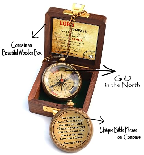 For I Know The Plans I Have For You, Jeremiah 29:11, Solid Brass Directional Engraved Compass, Baptism Gifts for Boys Girls, First Communion, Christian Gifts for Men, First Confirmation Gifts for Boys - style: #4 for I Know The Plans Compass