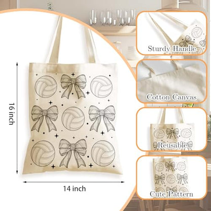 Aesthetics Canvas Tote Bag - Art Design Gift for Women, Reusable Purse Tote Bag with Inner Zip Pocket - style: Volleyball