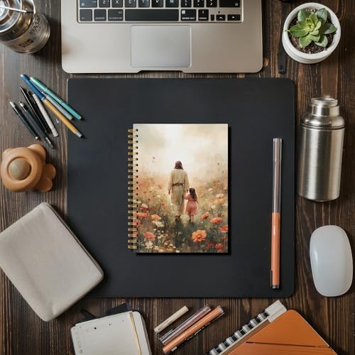 Wildflower Jesus Walking With Girl Christian Spiral Notebook Journal, Church Notes Notebook, Christian Jesus Church Prayer Journal Gift For Women Girls, 5.5 x 8.3 Inches - color: 06Child