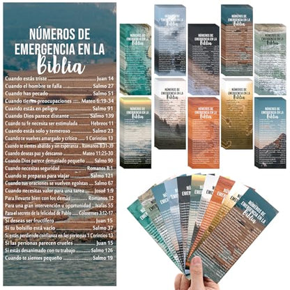 Motiskyy 100 Pcs Emergency Numbers Bookmarks Gifts Christian Bookmarks Bulk Bible Verse Cards Inspirational Scripture Cards Bulk for Church Members Sunday School Gifts (Spanish) - style: Spanish