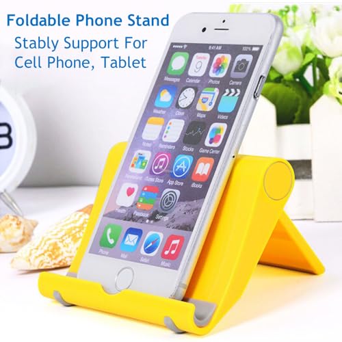 Adjustable Foldable Cell Phone Stand for Desk, Compatible with Most Devices, 1.5 Ounces - color: Yellow