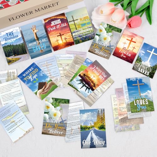 Gospel Tract Card Plan of Salvation 240 Pcs Christian Inspirational Plan of Salvation Cards Pocket Holy Postcard Bible Verse Bookmark Prayer Gift for Women Men Party Church Evangelism - color: Christian Inspirational