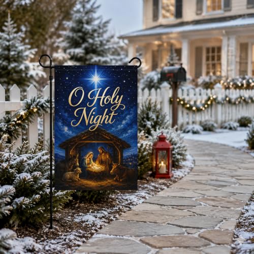 Louise Maelys Christmas Nativity Garden Yard Flag 12x18 Inch Religious - color: Multi-1