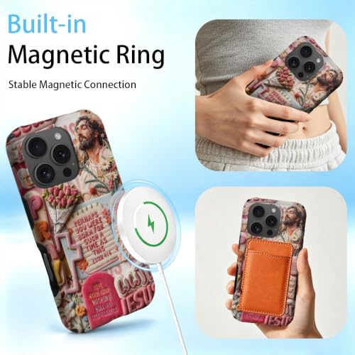 Compatible with iPhone 15 Pro Case,Wireless Charging Compatible,Patented 2‑in‑1 Dual‑Layer Protection, Hot Transfer Print Hard Shell Cover - Bible Verse Aesthetics - color: Bible verse aesthetics, size: iPhone 15 Pro