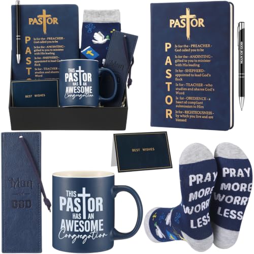 7 Pcs Pastor Appreciation Gifts for Men, Navy Blue - color: Navy Blue
