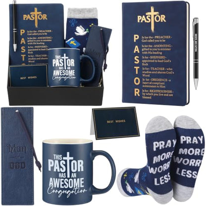 7 Pcs Pastor Appreciation Gifts for Men, Navy Blue - color: Navy Blue