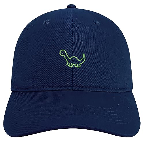 Trendy Apparel Shop Dinosaurs Embroidered Cap Premium Cotton Dad Hat - color: New Navy