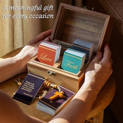 Bible Verse Box, 200 NKJV Scripture and Prayer Cards, Christian Faith Gift