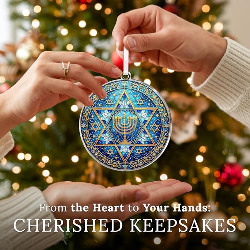 HEXMOZ Hanukkah Gifts - Hanukkah Ornaments for Tree, Jewish Ornaments - color: Hanukkah