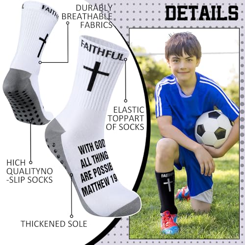 Glitopper 6 Pairs Cross Grip Soccer Socks US 6-13 christian - color: 3 Colors, style: Faithful