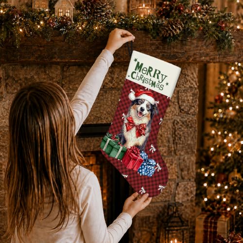 Australian Shepherd Red Buffalo Plaid Christmas Stockings 16 Inch - color: Christmas10