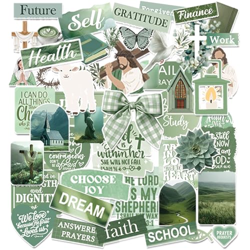 Prayer Board Supplies Stickers - 50 Pcs Sage Green Christian Kit - color: Sage Green