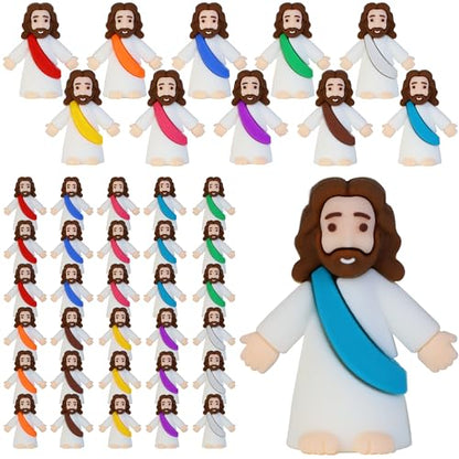 Bamamon 30 Pcs Little Jesus Figures, Mini Jesus Figurines in Bulk - color: 10 Color * 30