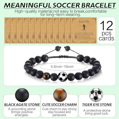 12 Set Sport Adjustable Bracelets Gift - color: Black, size: Soccer
