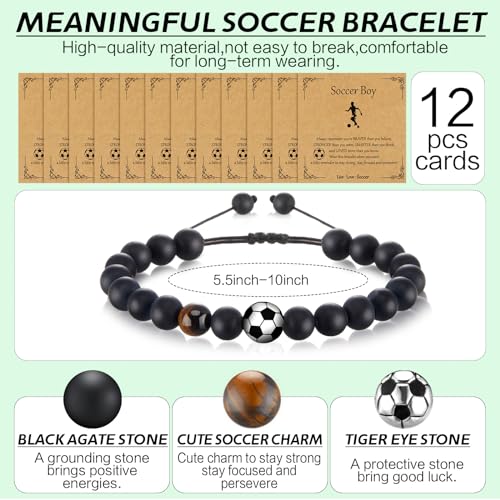 12 Set Sport Adjustable Bracelets Gift - color: Black, size: Soccer