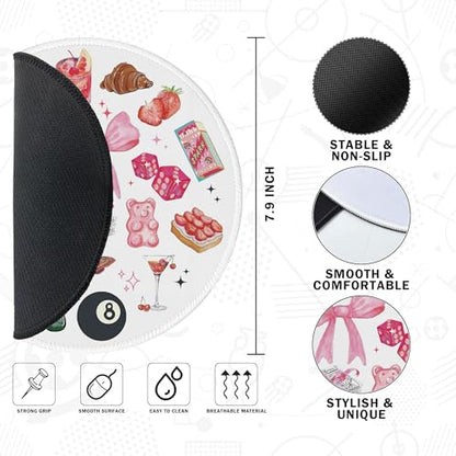 Coquette Pink Mouse Pad, Y2K Aesthetic Preppy Cute Girly Collage Mousepad for Desk Laptop Computer, Trendy Office Supplies Pink Desk Accessories,7.9x7.9,C070 - color: 15 Color