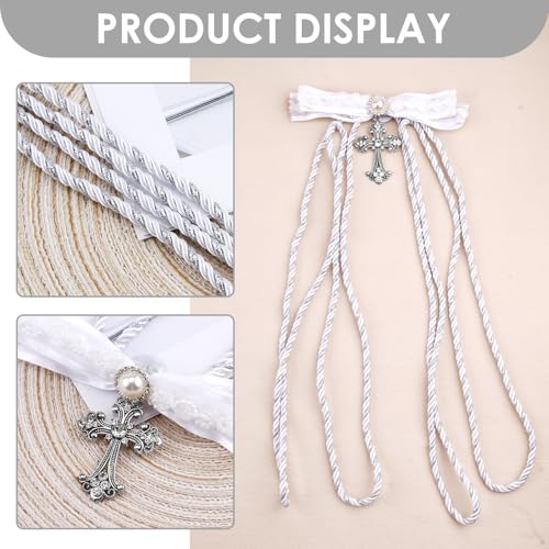 Lazo para Boda Set, Wedding Lasso Traditional Catholic Ceremony Cord with Lazo de Bodas para los Novios - color: Silver