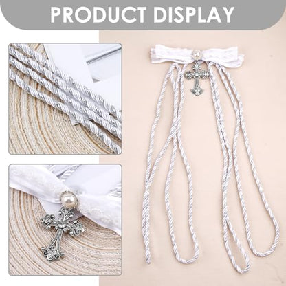 Lazo para Boda Set, Wedding Lasso Traditional Catholic Ceremony Cord with Lazo de Bodas para los Novios - color: Silver