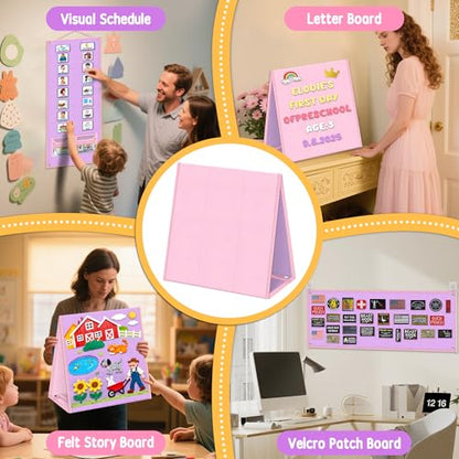 Felt Board for Toddlers, Double-Sided Flannel Board, Reversible Pink/Purple - color: Pink