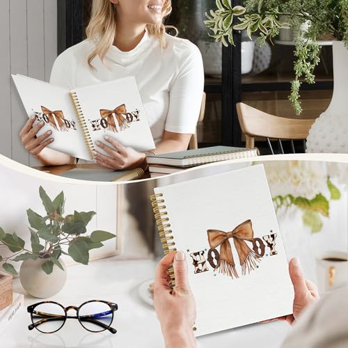 YLZlhb Western Coquette Leather Bow Spiral Notebook Journal, Howdy Western Notebooks for Note Taking, Cowgirl Gifts for Women, Retro Preppy Aesthetic Cowgirl Hardcover Spiral Journal 5.5x8.3 Inches - color: howdy