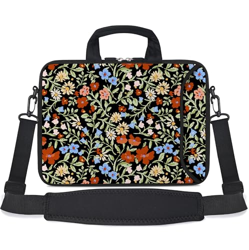 RICHEN 10 inch Messenger Bag Carrying Case with Handle Accessory Pocket Fits 7 to 10-Inch Laptops/Notebook/Kids Tablet (7-10.2 inch, Flowers2) - color: Flowers2, size: 7-10.2 inch
