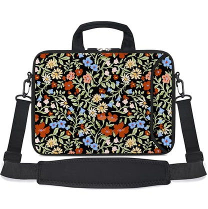 RICHEN Messenger Bag Carrying Case Sleeve with Handle Accessory Pocket Fits Laptops/Notebook/ebooks/Kids tablet/ipad (11-13.3 inch, Flowers2) - color: Flowers2, size: 11-13.3 inch