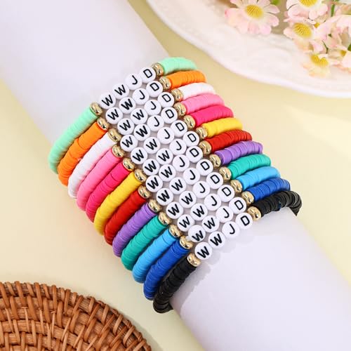 24Pcs Jesus Loves You Bracelets Bulk Handmade Clay Beads Bible Verse Bracelets Christian Friendship Jewelry Christmas Easter Gifts for Women Teen - color: WWJD 24-4