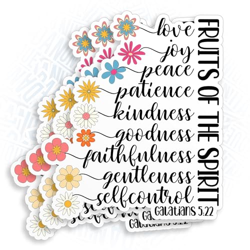 (3Pcs) Galatians 5 22 The Fruit of The Spirit Christ Sticker Bible Christian Religious 3" Waterproof Die-Cut Vinyl Sticker for Laptop Water Bottle Kindle Funny Birthday Gifts for Her Him 3 Inches - size: 3x3"