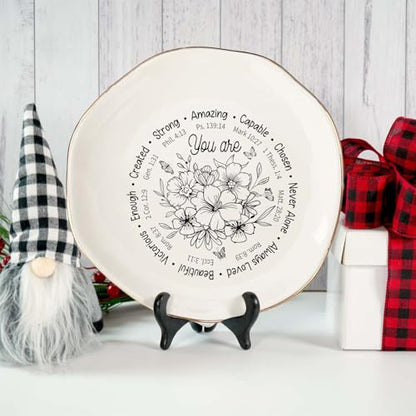 God Says You Are AmazingRing Dish – Christian Ceramic Jewelry Tray for Women, Inspirational Bible Verse Trinket Holder Gift for Her, Religious Baptism Gift - color: You Are Amazing