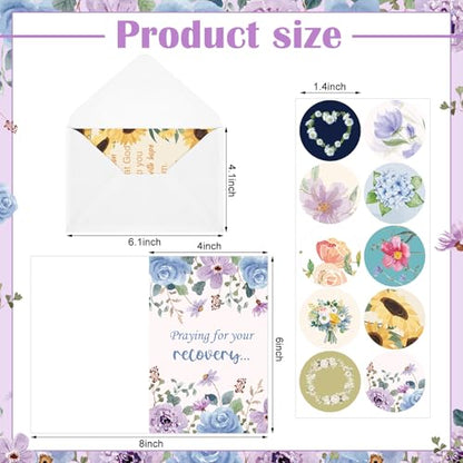 50 Christian Get Well Cards Bulk, 4 x 6 Inch Floral Christian Sympathy Card - style: Watercolor Floral