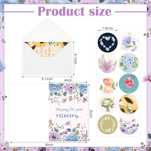 50 Christian Get Well Cards Bulk, 4 x 6 Inch Floral Christian Sympathy Card - style: Watercolor Floral