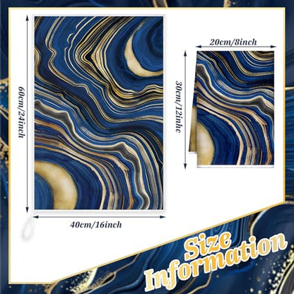 Boyiee 6 Pcs Marble Hand Towels Blue and Gold Kitchen Towels Dish Cloths - color: Blue and Gold Marble