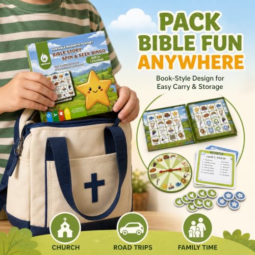 TRAVOFUN Magnetic Bible Story Spin & Seek Bingo Game for Kids Ages 3-8 - style: Bible Spin & Seek (Bingo + Quiz)