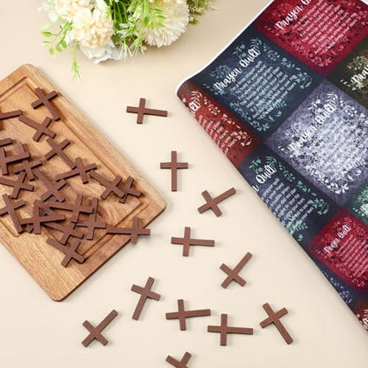 Fanfanwin 38 Sets Prayer Quilt Squares with Crosses, Retro, Brown - color: Brown, style: Retro